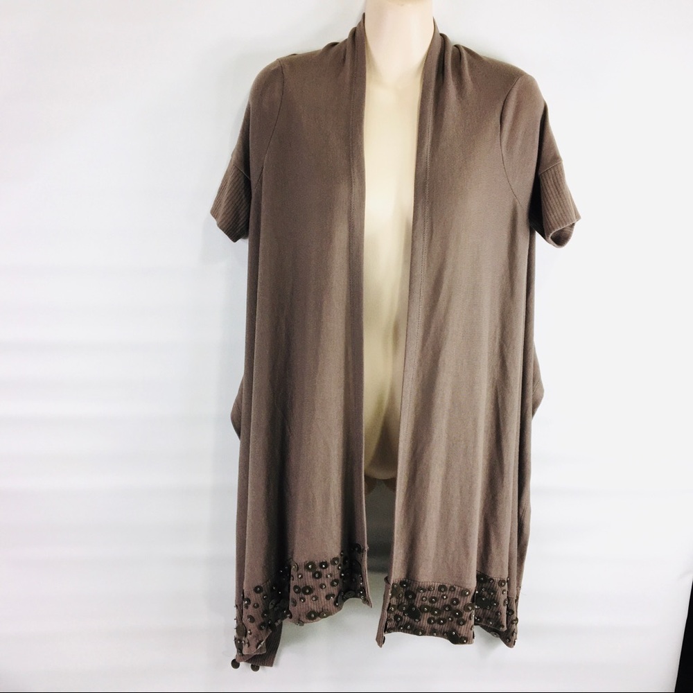 David x David Kahn Long Front Embellished Cardigan